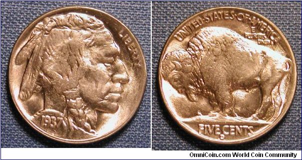 1937-D Buffalo Nickel (Gold Toned)