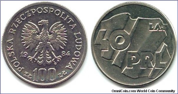 Poland, 100 zlotych 1984.
40th Anniversary of Peoples Republic.