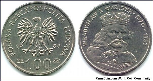 Poland, 100 zlotych 1986.
King Wladyslaw I Lokietek (1320-1333).