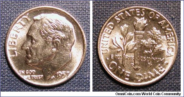 1957-D Roosevelt Dime