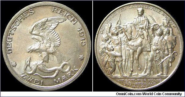 2 Marks, Prussia.

Victory over Napoleon.                                                                                                                                                                                                                                                                                                                                                                                                                                                                         