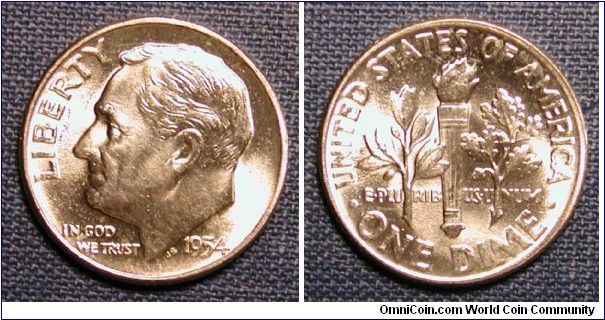 1954 Roosevelt Dime