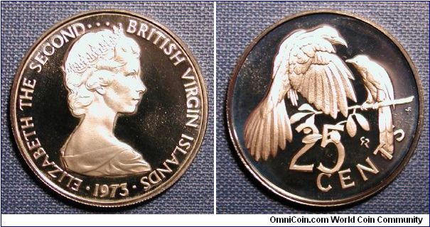1973 British Virgin Islands 25 Cents Proof