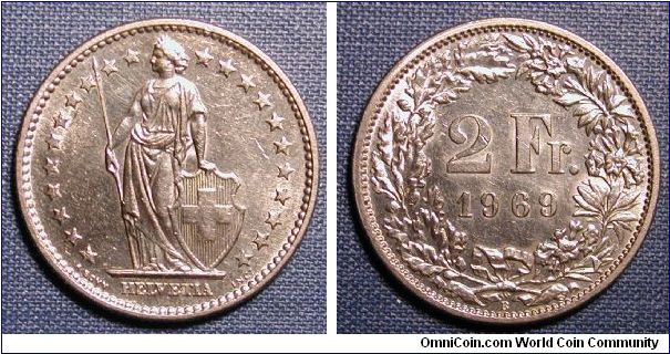 1969 Switzerland 2 Francs