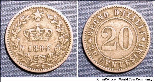1894 Italy 20 Centesimi