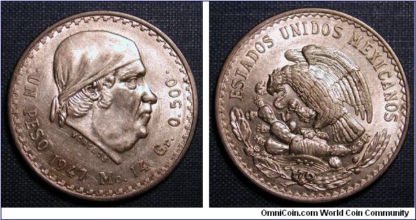 1947 Mexico 1 Peso