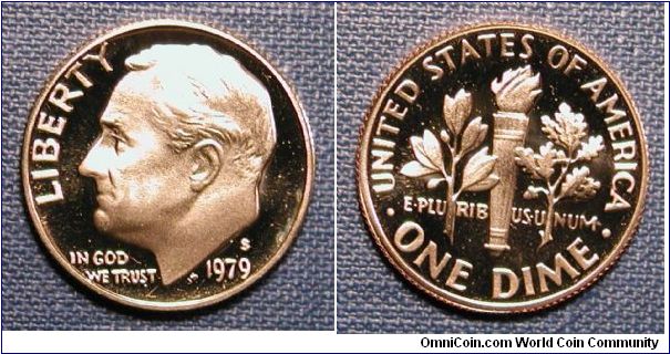 1979-S Roosevelt Dime Type I Filled S Proof