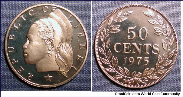 1975 Liberia 50 Cents Proof