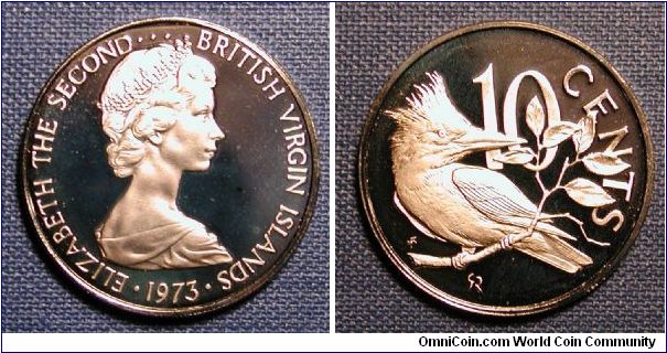 1973 British Virgin Islands 10 Cents Proof