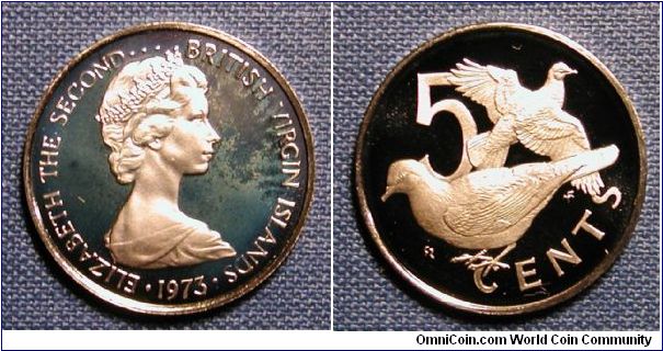 1973 British Virgin Islands 5 Cents Proof