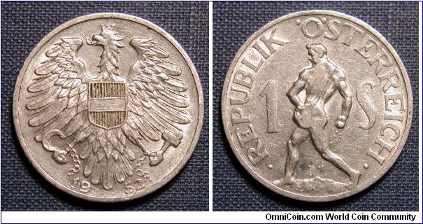 1952 Austria 1 Schilling (aluminum)