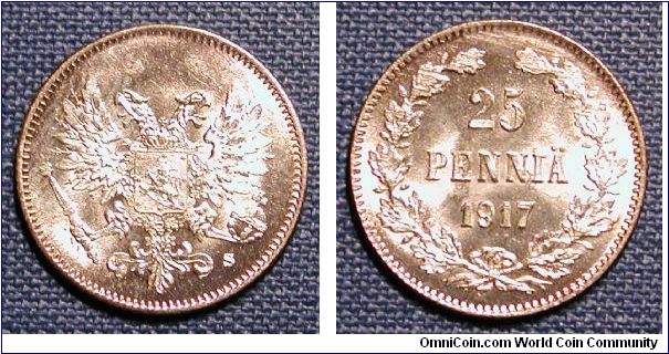 1917 Finland 25 Pennia