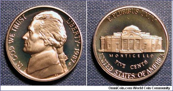 1987-S Jefferson Nickel Proof