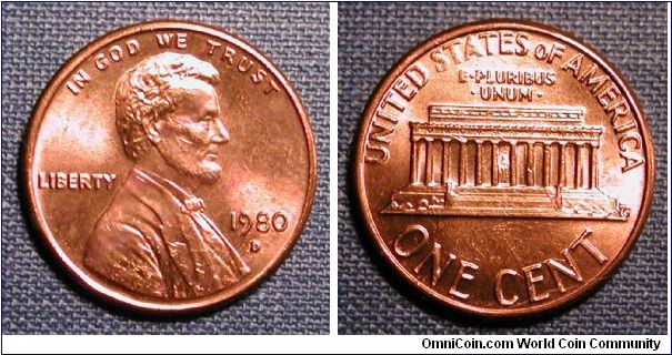 1980-D Lincoln Memorial Cent