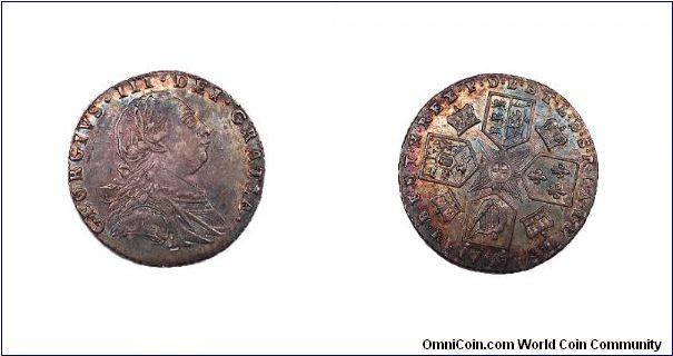 1787 Geo. III 6 pence with hearts.