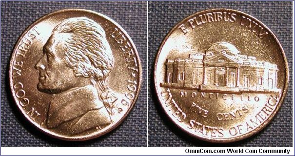 1996-P Jefferson Nickel