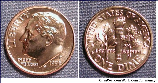 1996-D Roosevelt Dime