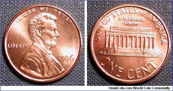 1996-D Lincoln Memorial Cent