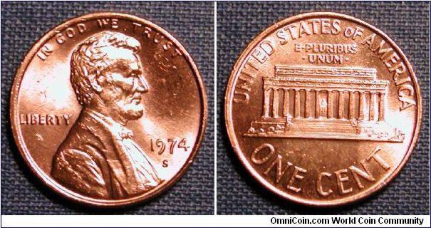 1974-S Lincoln Memorial Cent