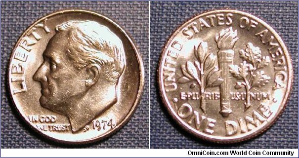 1974 Roosevelt Dime