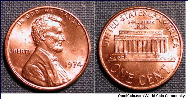 1974 Lincoln Memorial Cent
