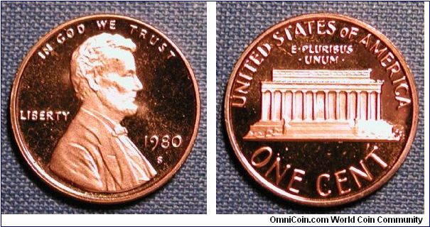 1980-S Lincoln Memorial Cent Proof
