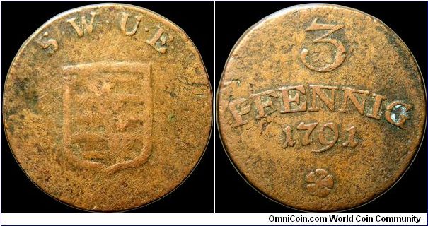 3 Pfennig, Saxe - Weimar - Eisenach.                                                                                                                                                                                                                                                                                                                                                                                                                                                                                