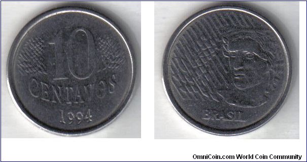 Moeda de 10 centavos de real.