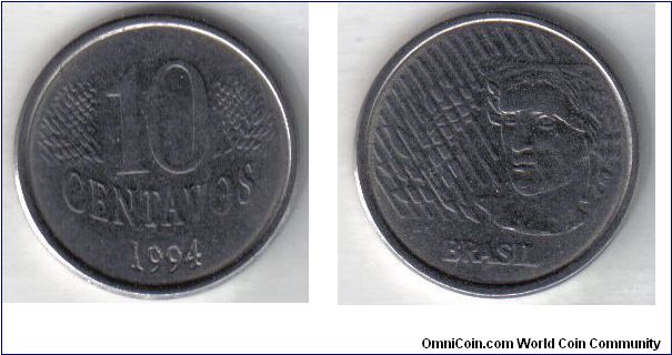 Moeda de 10 centavos de real.