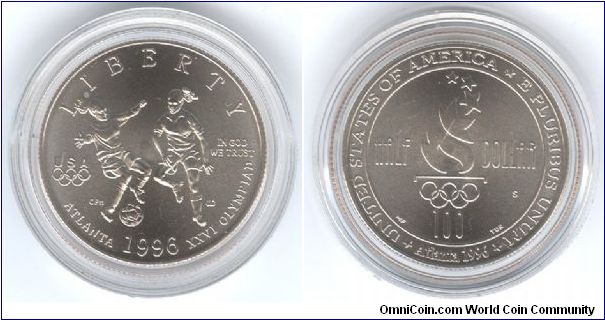 Half dollar BU commemorative. Summer Olympics in Atlanta - soccer.