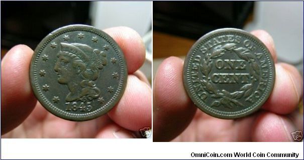 US Large Cent 1845N4 EDS(a)