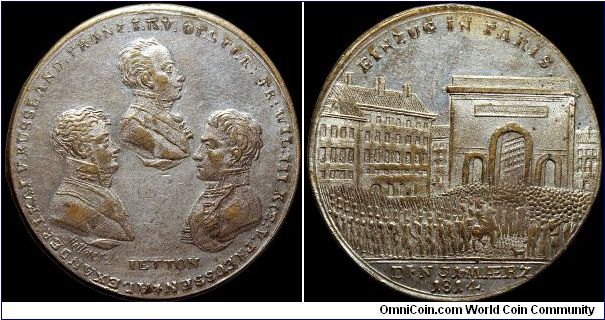 Entrée des alliés à Paris, Austria.

A silvered brass medal. Very rare in this condition.                                                                                                                                                                                                                                                                                                                                                                                                                         