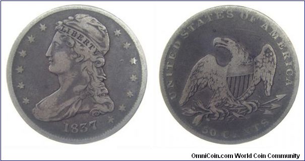 1837 Capped Bust / Reeded Edge - '50 Cents' (1836-1837), Christian Gobrecht