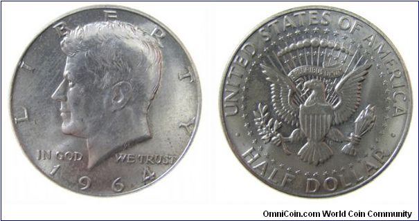 1964 Kennedy - silver (1964-current), Gilroy Roberts / Frank Gasparro
