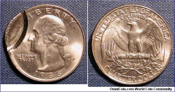 1988-P Washington Quarter Partial Brockage Error