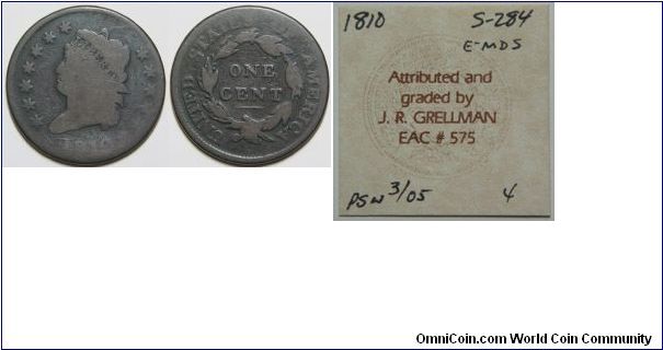 US Large Cent 1810 S-284