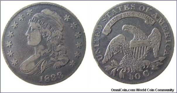 1833 Bust half dollar