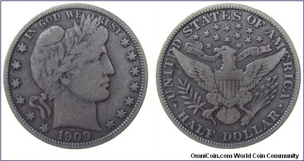 1909 Barber half dollar