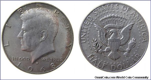 1968-D Kennedy half dollar