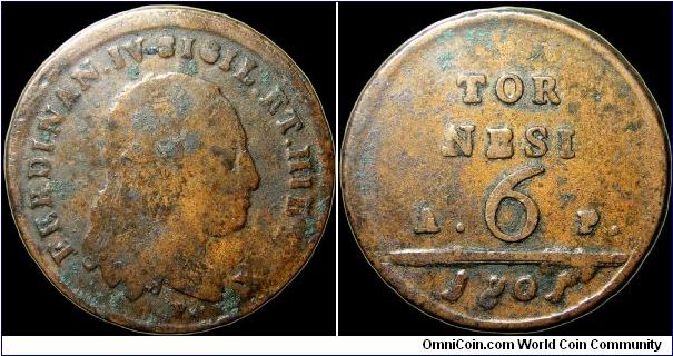 6 Tornesi, Kingdom of the Two Sicilies.                                                                                                                                                                                                                                                                                                                                                                                                                                                                             