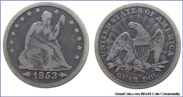 1853 quarter dollar