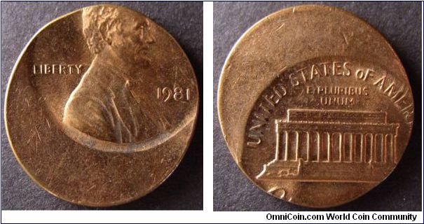 1981 Lincoln cent - off centered broadstrike