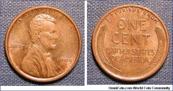1909 Lincoln Wheat Cent (No VDB).