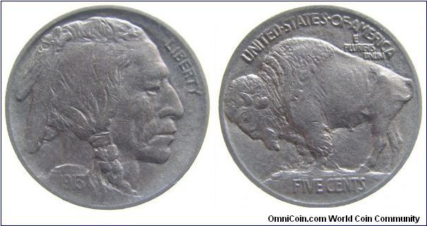 1913 Type I Buffalo Nickel (first year of issue and the only year for Type I which has the Buffalo on a mound).
