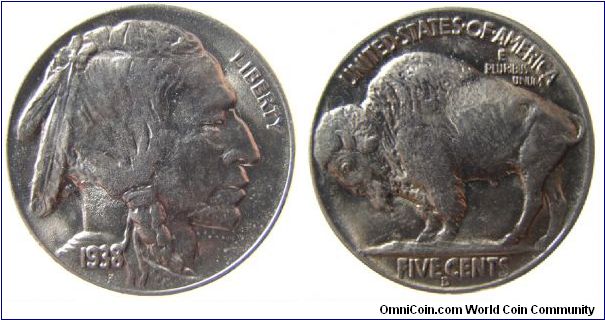 1938-D Buffalo nickel