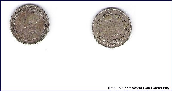1928 cnada 10 cents silver
