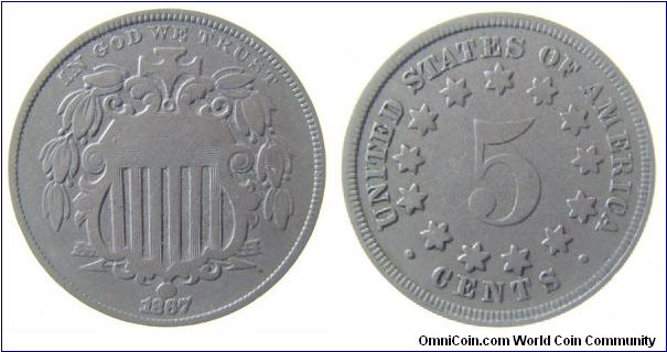 1867 Shield Nickel (RPD?)