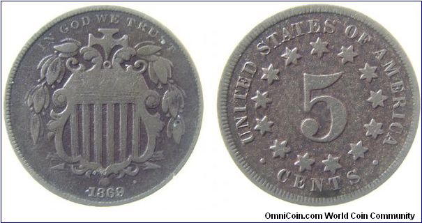 1869 Shield Nickel
