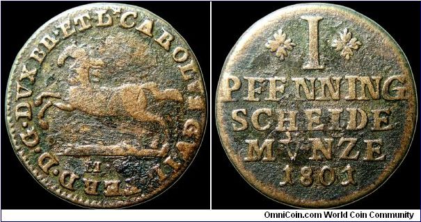 1 Pfenning, Brunswick-Wolfenbuttel.                                                                                                                                                                                                                                                                                                                                                                                                                                                                                 