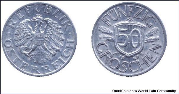 Austria, 50 groschen, 1947, Al.                                                                                                                                                                                                                                                                                                                                                                                                                                                                                     